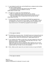 Form CIV-481 &quot;Answer &amp; Counterclaim to Complaint to Collect a Debt&quot; - Alaska, Page 3