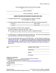 Document preview: Form DR-326 Order for Employer-Reported Wages From Cssd - Alaska