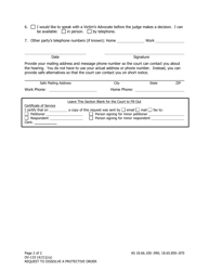 Form DV-133 Request to Dissolve a Protective Order (One Petitioner) - Alaska, Page 2