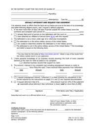 Form SC-8 &quot;Default Affidavit and Request for Judgment&quot; - Alaska