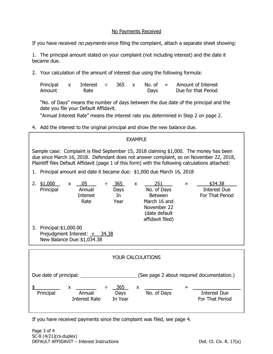 Form SC-8 Default Affidavit and Request for Judgment - Alaska, Page 3