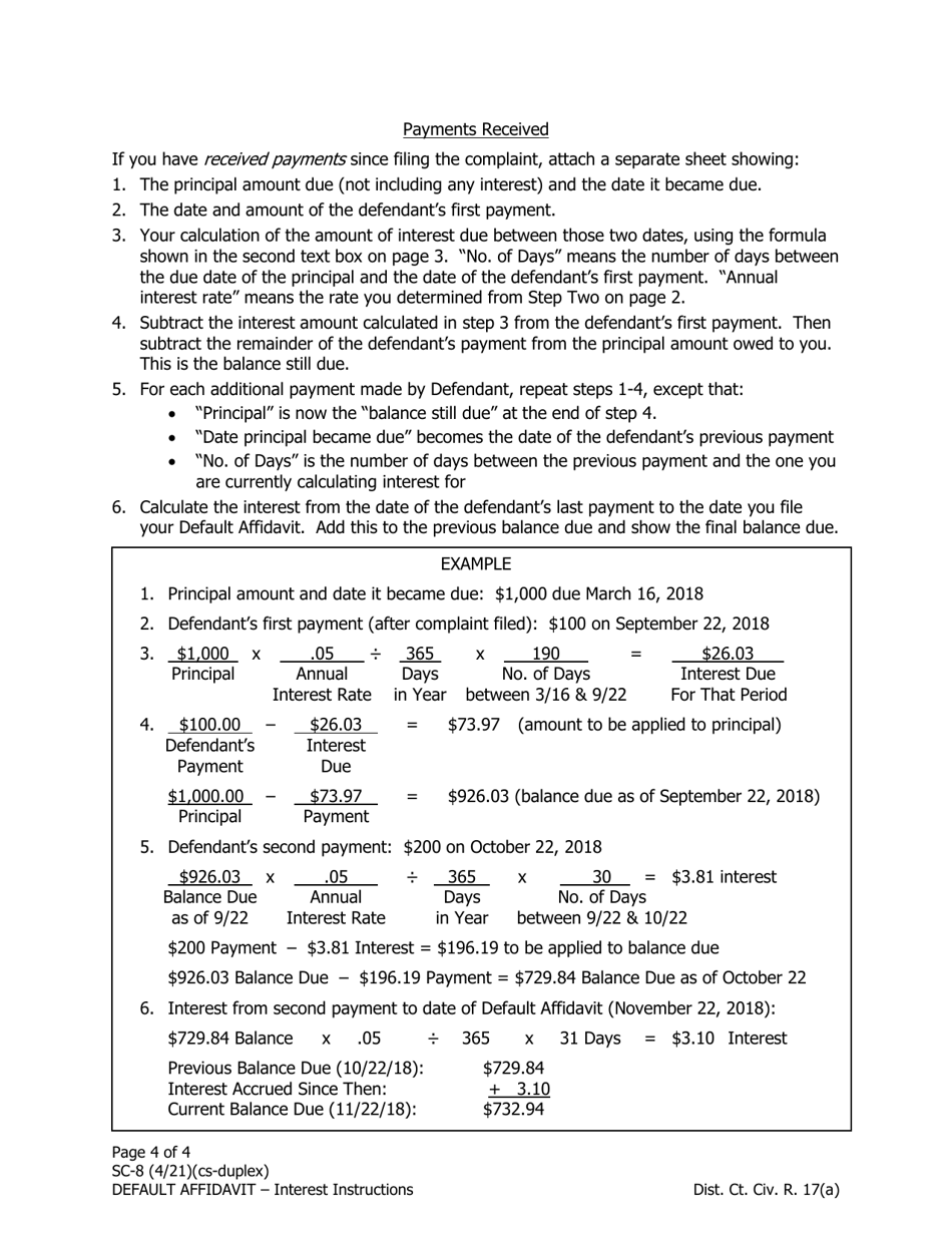 Form SC-8 Default Affidavit and Request for Judgment - Alaska, Page 4