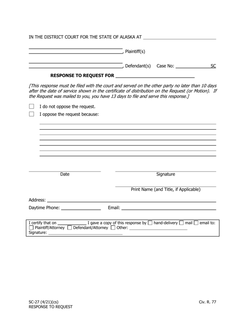 Form SC-27  Printable Pdf