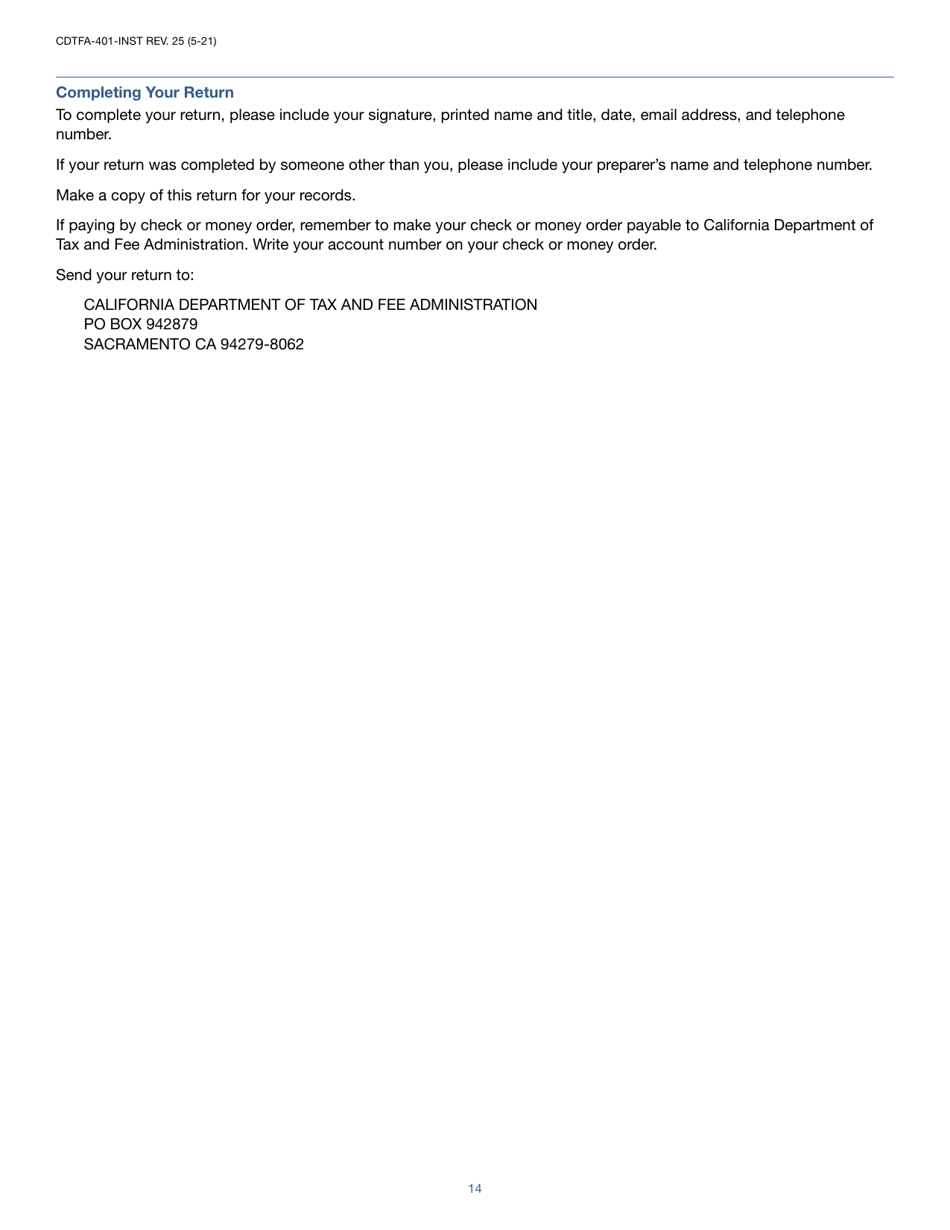 Instructions for Form CDTFA-401-A State, Local, and District Sales and Use Tax Return - California, Page 14