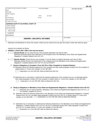 Form UD-105 Answer - Unlawful Detainer - California