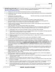 Form UD-105 Answer - Unlawful Detainer - California, Page 2