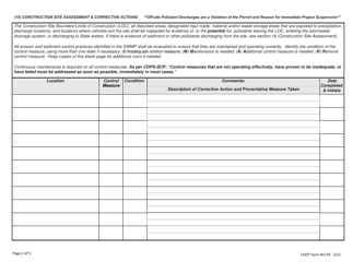 CDOT Form 1176 Stormwater Field Inspection Report - Active Construction - Colorado, Page 2