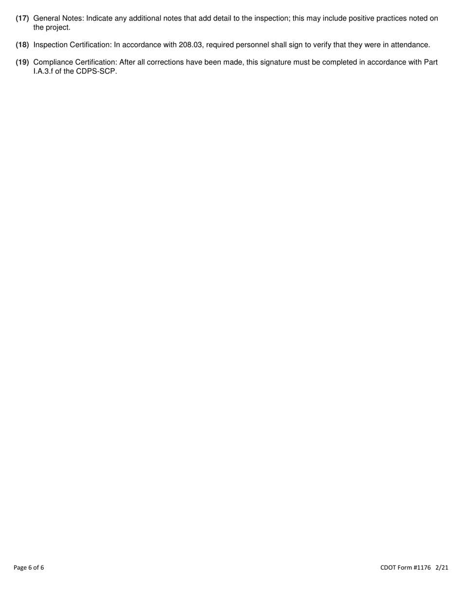 CDOT Form 1176 Stormwater Field Inspection Report - Active Construction - Colorado, Page 6