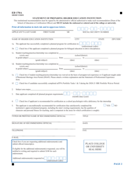Form ED170A Short Form Application for Connecticut Initial Educator Certificate - Connecticut, Page 2
