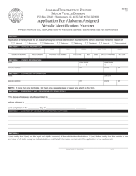 Document preview: Form INV26-3 Application for Alabama Assigned Vehicle Identification Number - Alabama