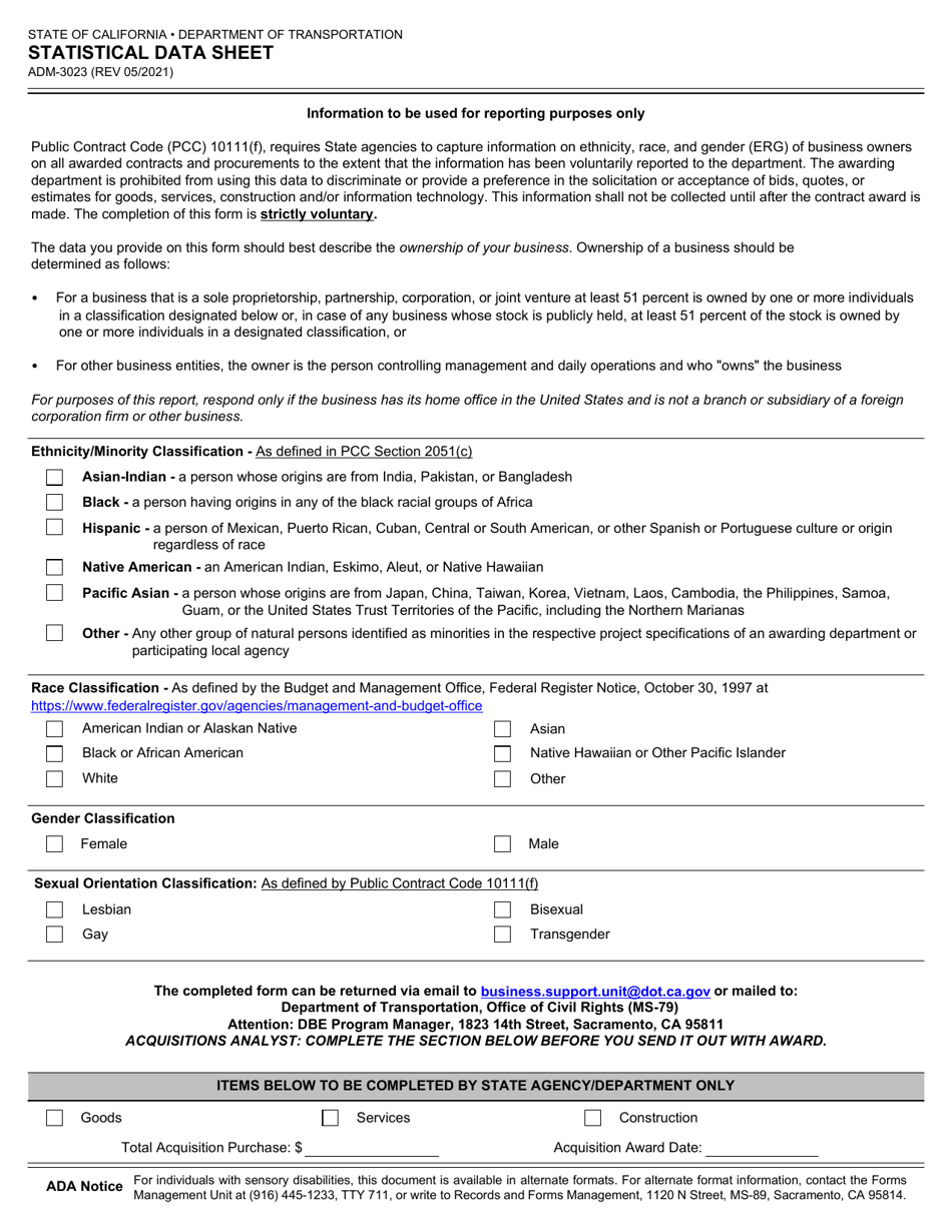 Form ADM-3023 - Fill Out, Sign Online and Download Fillable PDF ...