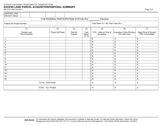 Form RW16-01 Excess Land Parcel Acquisition/Disposal Summary - California, Page 3