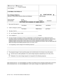 Form JDF433 &quot;Petition for Change of Name (Adult)&quot; - Colorado