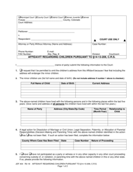 Form JDF404 Affidavit Regarding Children Pursuant to 14-13-209, C.r.s. - Colorado