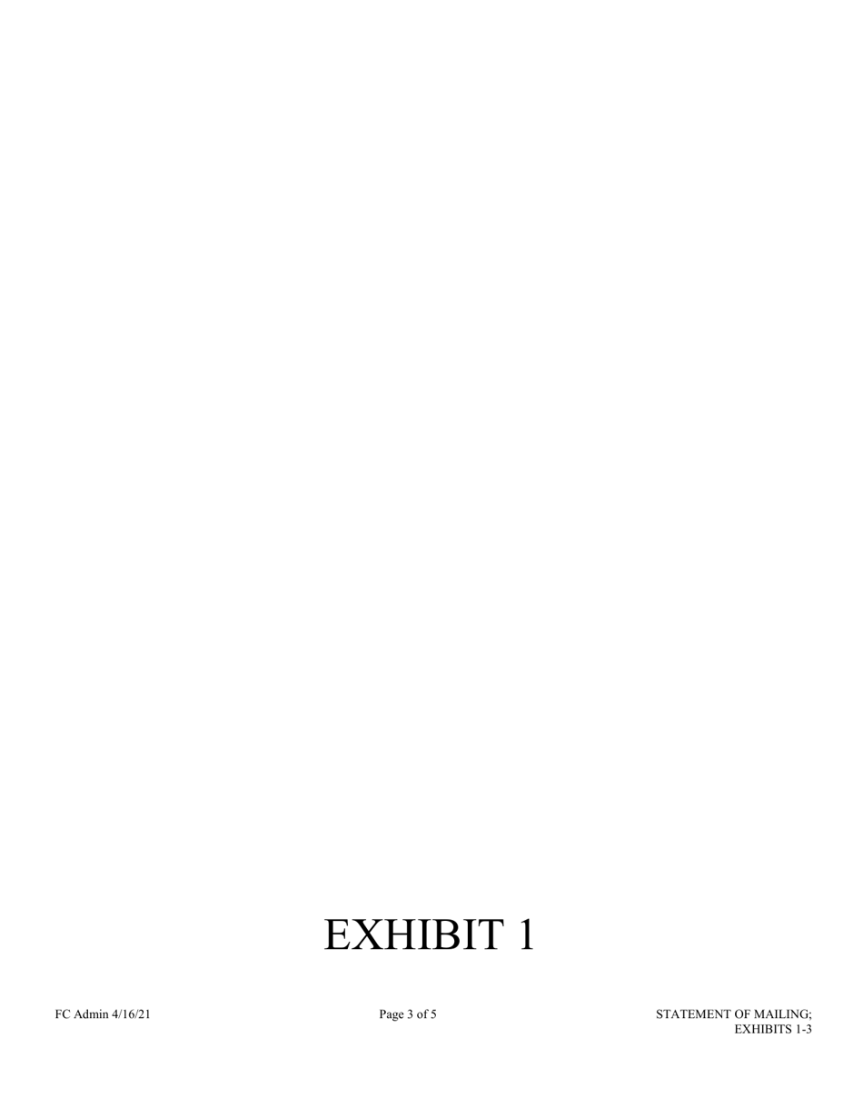 Form 1F-P-3026 Statement of Mailing; Exhibits 1-3 - Hawaii, Page 3