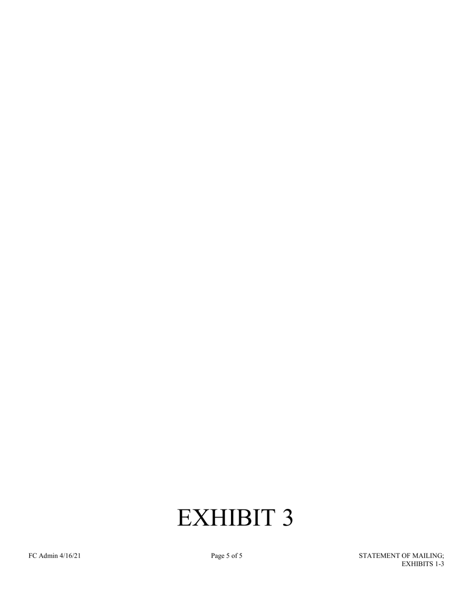 Form 1F-P-3026 Statement of Mailing; Exhibits 1-3 - Hawaii, Page 5