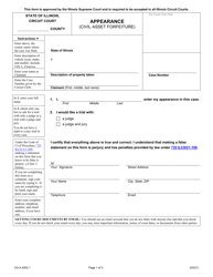 Form CA-A4202.1 Appearance (Civil Asset Forfeiture) - Illinois