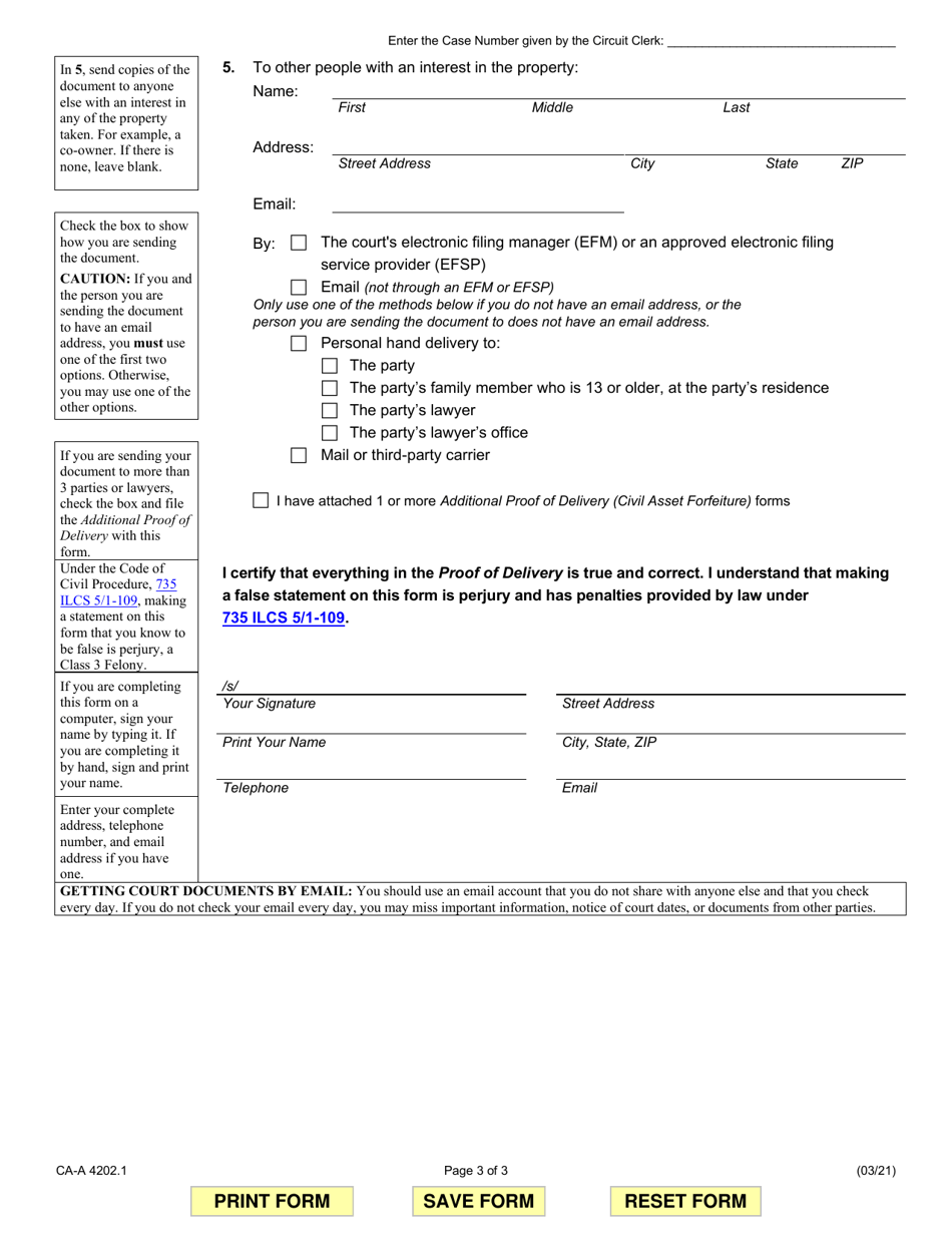 Form CA-A4202.1 Appearance (Civil Asset Forfeiture) - Illinois, Page 3