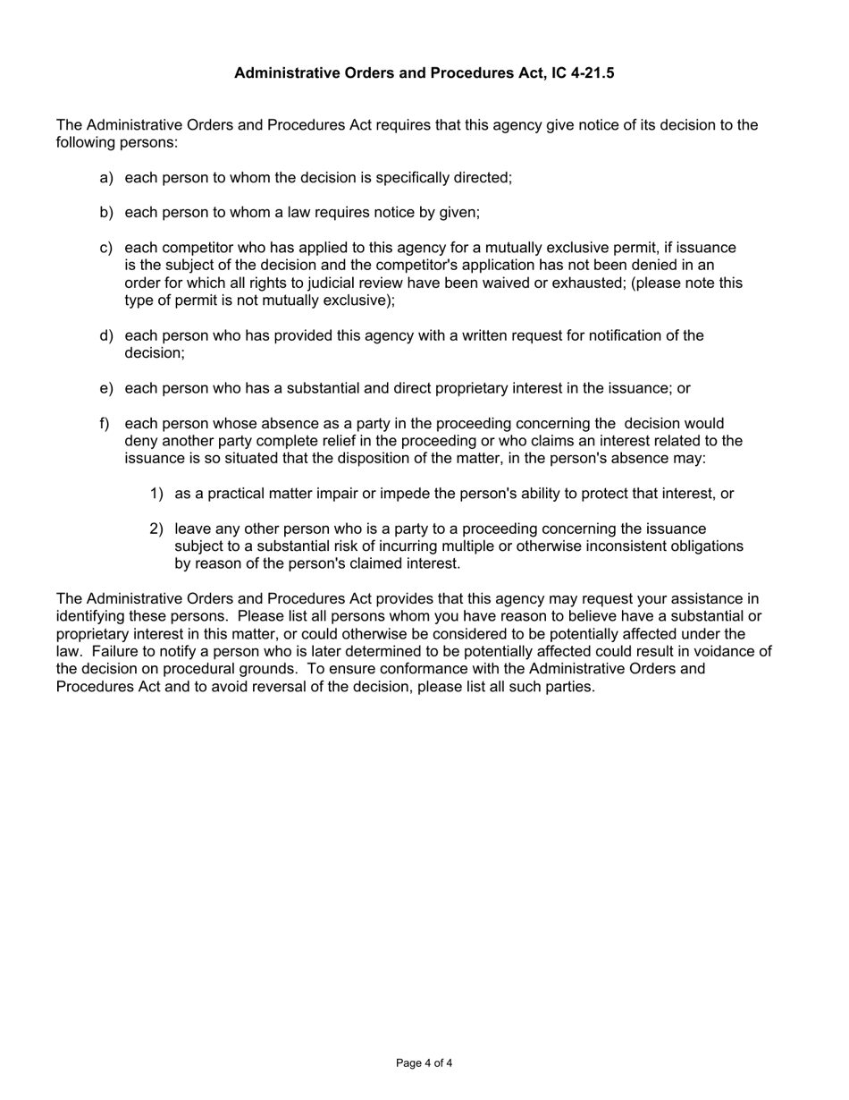 State Form 50399 Application for Septage Management Business Permit - Indiana, Page 4