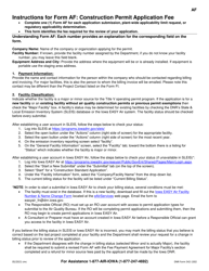 Form AF (DNR Form 542-1302) Construction Permit Application Fee - Iowa, Page 2