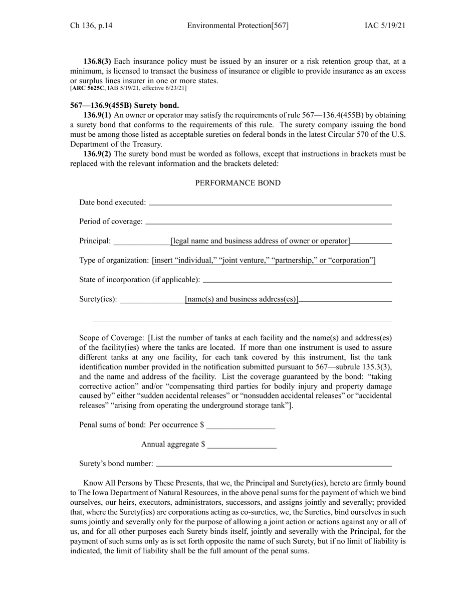 Iowa Chapter 136 Financial Responsibility for Underground Storage