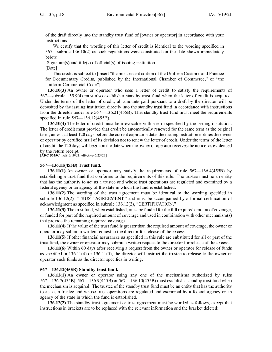 Iowa Chapter 136 Financial Responsibility for Underground Storage