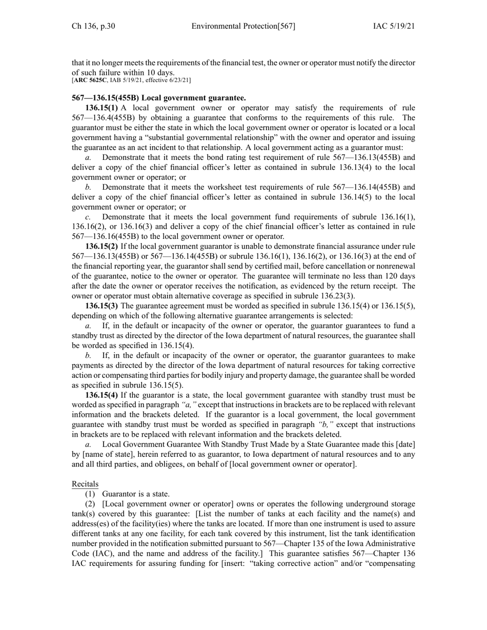 Iowa Chapter 136 Financial Responsibility for Underground Storage