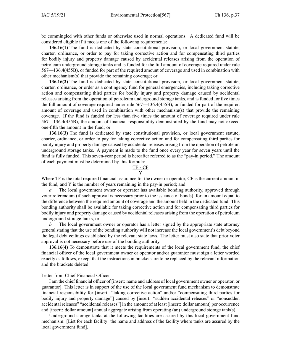 Iowa Chapter 136 Financial Responsibility for Underground Storage