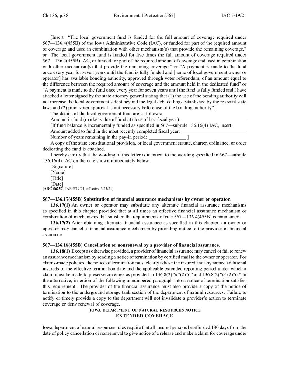 Chapter 136 - Financial Responsibility for Underground Storage Tanks - Iowa, Page 38