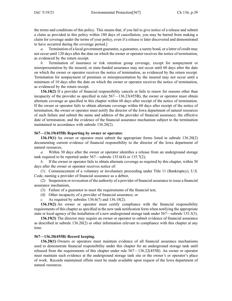 Chapter 136 - Financial Responsibility for Underground Storage Tanks - Iowa, Page 39