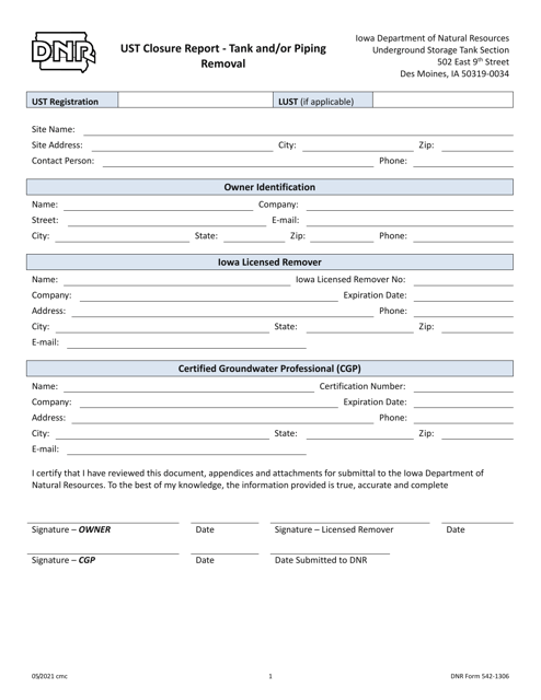 DNR Form 542-1306  Printable Pdf