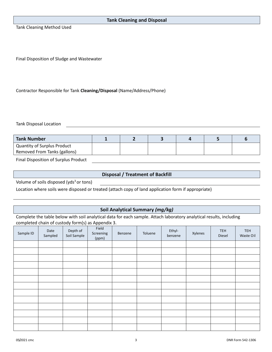 DNR Form 542-1306 Ust Closure Report - Tank and / or Piping Removal - Iowa, Page 3