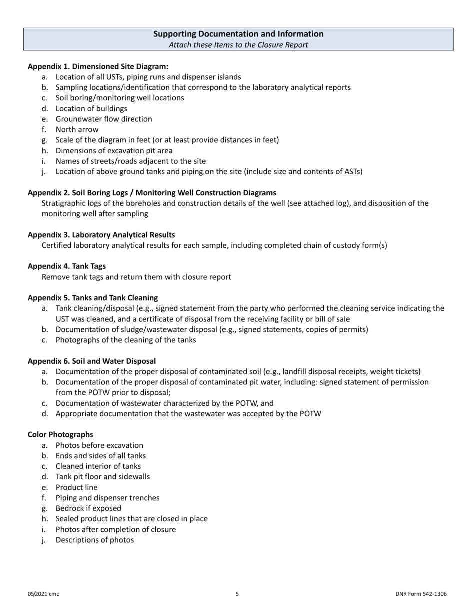 DNR Form 542-1306 Ust Closure Report - Tank and / or Piping Removal - Iowa, Page 5