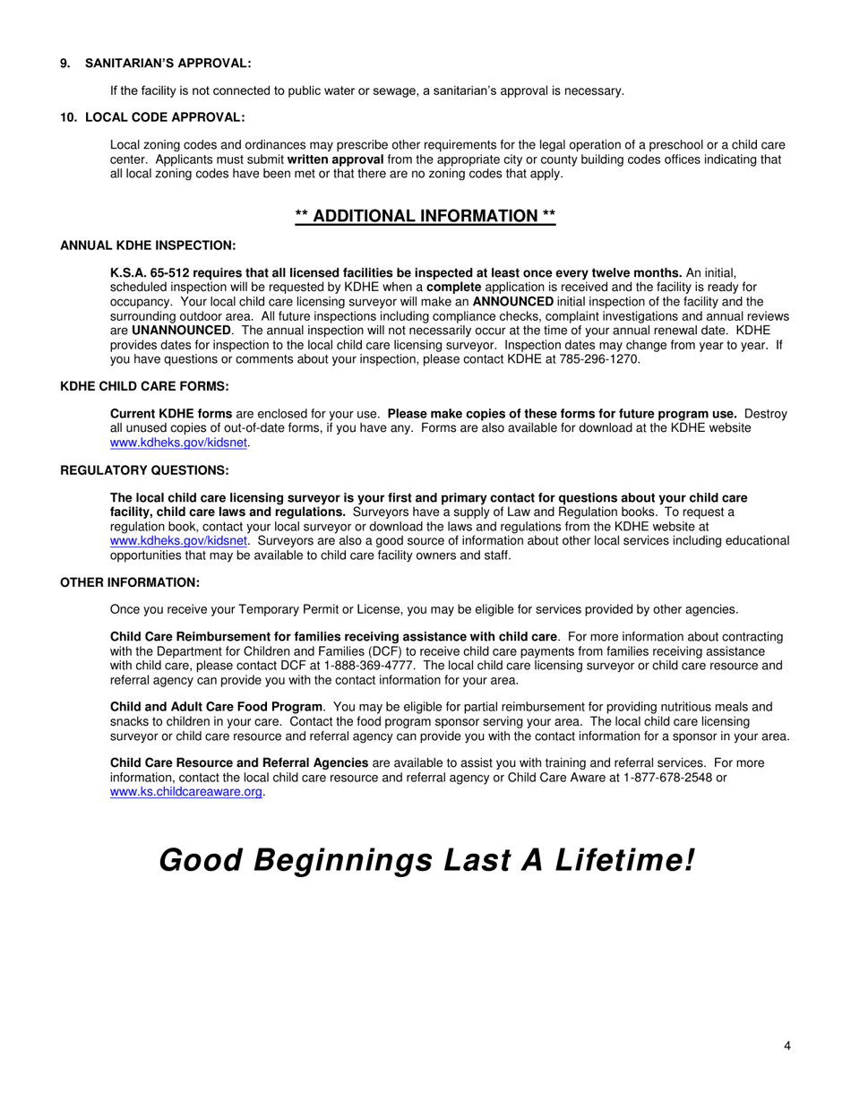 Instructions for Form CCL.301 Application for a Child Care Center, Preschool, Head Start - Kansas, Page 4
