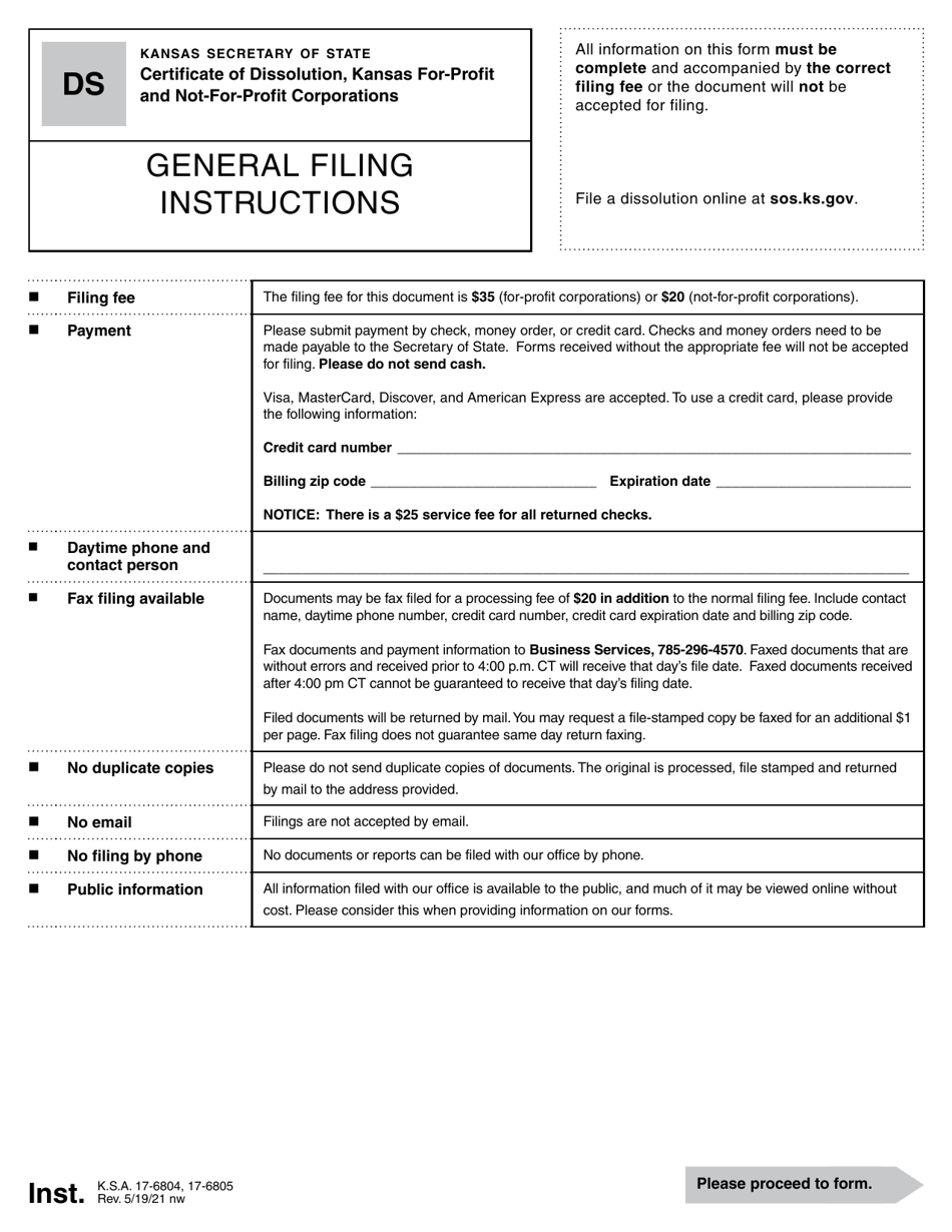 kansas certificate of dissolution