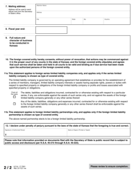 Form FA Application for Registration of Foreign Covered Entity - Kansas, Page 5