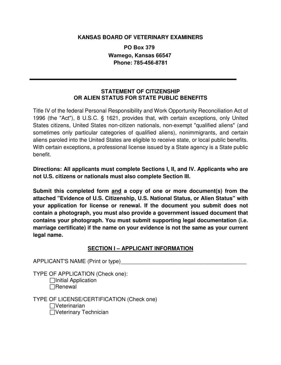 Application for Kansas Veterinary License - Kansas, Page 6