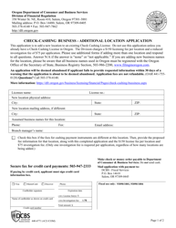 Form 440-4770 &quot;Check-Cashing Business - Additional Location Application&quot; - Oregon