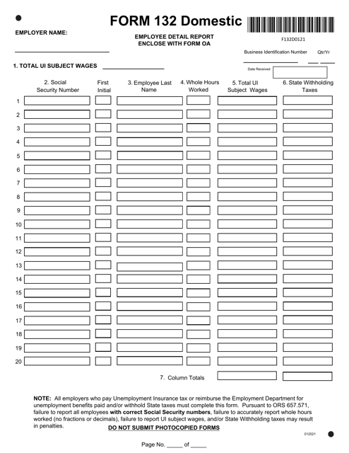 Form 132 DOMESTIC  Printable Pdf
