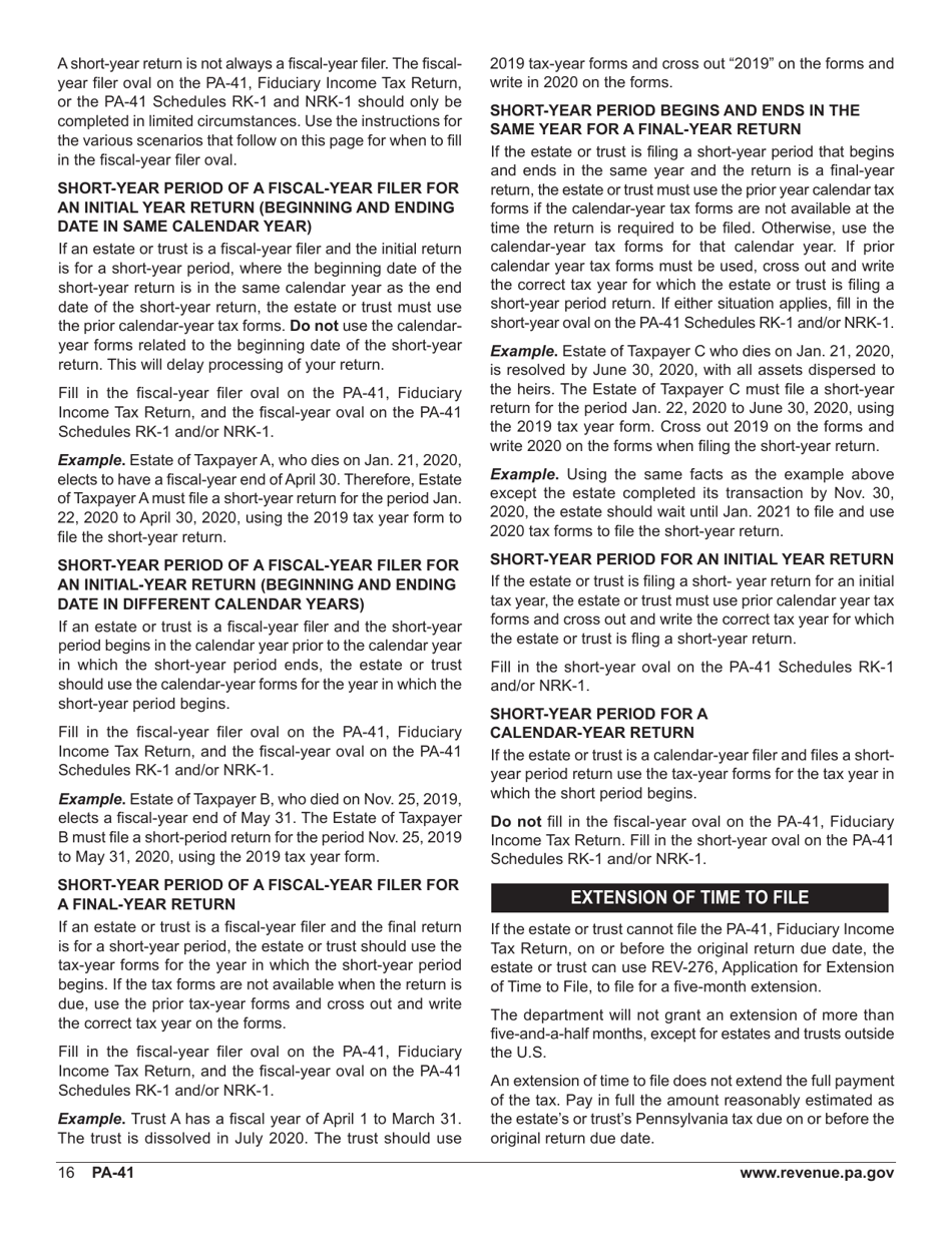 Form PA-41 Pa Fiduciary Income Tax Return - Pennsylvania, Page 18
