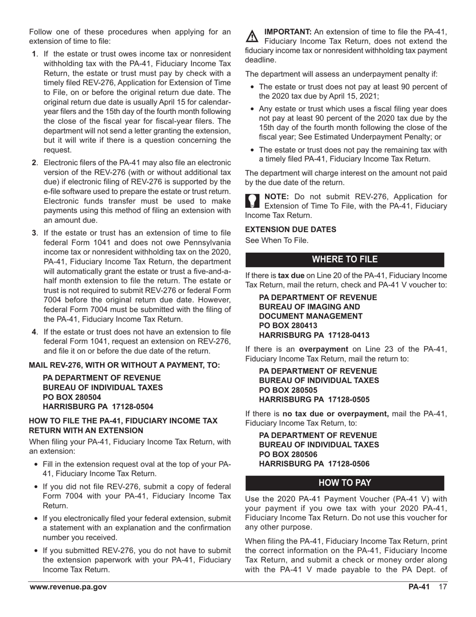 Form PA-41 Pa Fiduciary Income Tax Return - Pennsylvania, Page 19