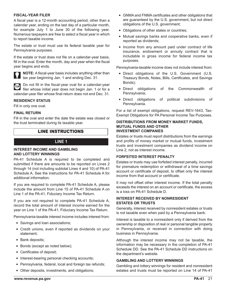 Form PA-41 Pa Fiduciary Income Tax Return - Pennsylvania, Page 23