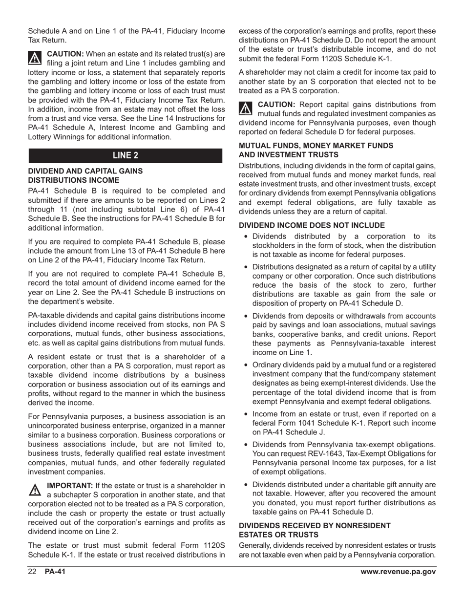 Form PA-41 Pa Fiduciary Income Tax Return - Pennsylvania, Page 24