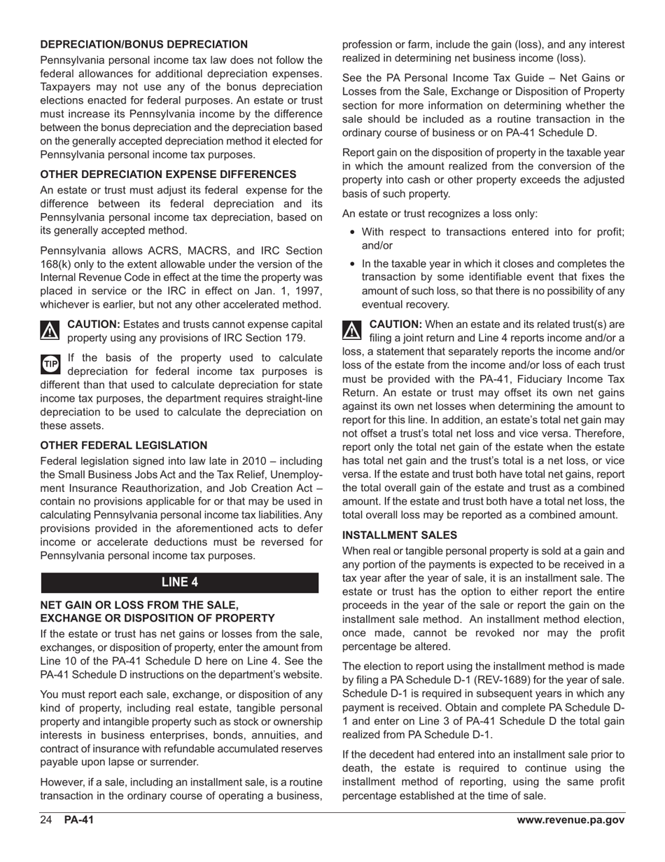 Form PA-41 Pa Fiduciary Income Tax Return - Pennsylvania, Page 26