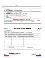 Form PA-41 Pa Fiduciary Income Tax Return - Pennsylvania, Page 2