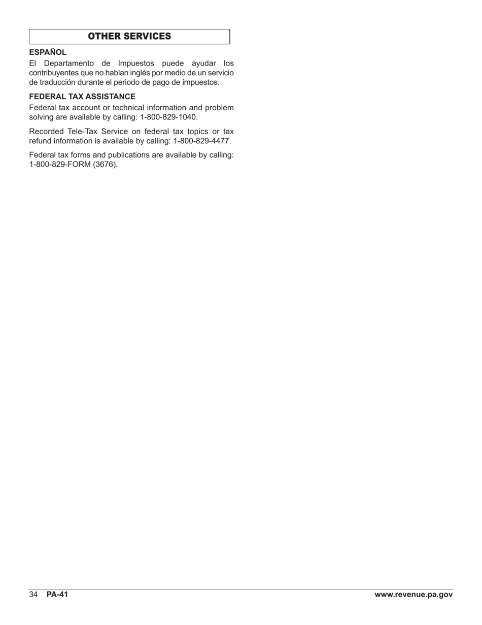 Form PA-41 Pa Fiduciary Income Tax Return - Pennsylvania, Page 36