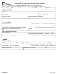 Form 734-5295 &quot;Dbe Good Faith Effort (GFE) Approval Request&quot; - Oregon