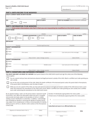 Form HD002289 Request to Modify a Child&#039;s Birth Record (Age 1 Year to Less Than 7 Years Old) - Pennsylvania, Page 2