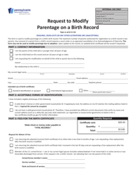 Form HD002109 Request to Modify Parentage on a Birth Record - Pennsylvania
