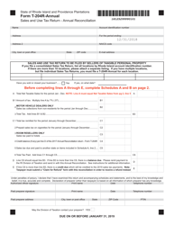 Form T-204R-ANNUAL &quot;Sales and Use Tax Return - Annual Reconciliation for Sellers of Tangible Property&quot; - Rhode Island